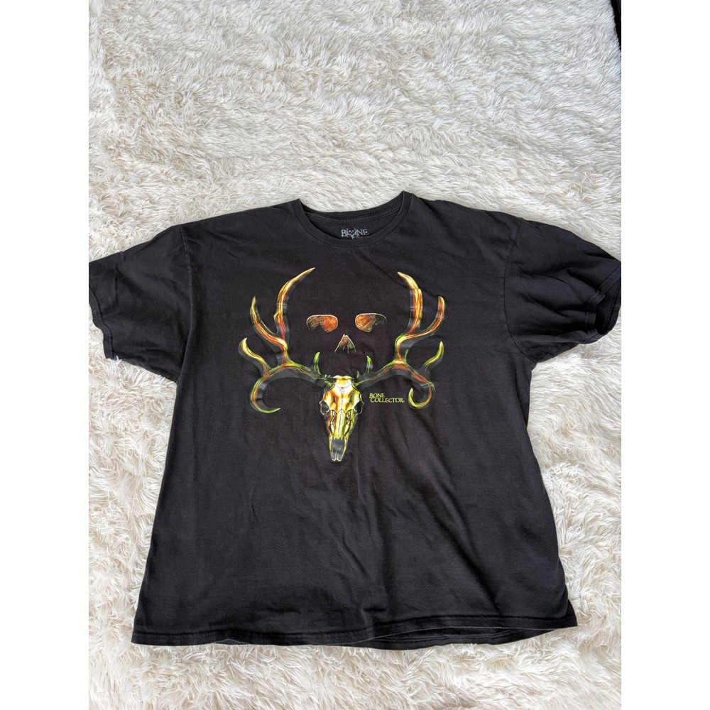 Bone Collector Mens 2XL Black Short Sleeve Graphic Deer‎ Skull T-Shirt